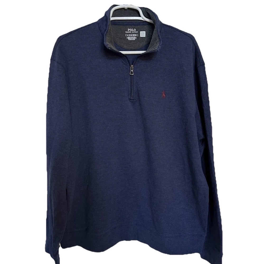 Polo Ralph Lauren 1/4 Zip Pullover Shirt Men’s XL Navy Blue Long Sleeve Red Pony